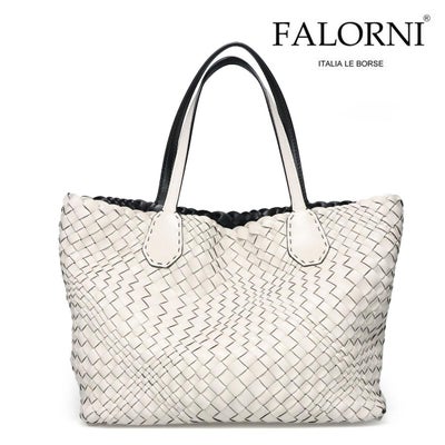 良品】FALORNI イントレチャート ライトゴールド ラムレザートート 