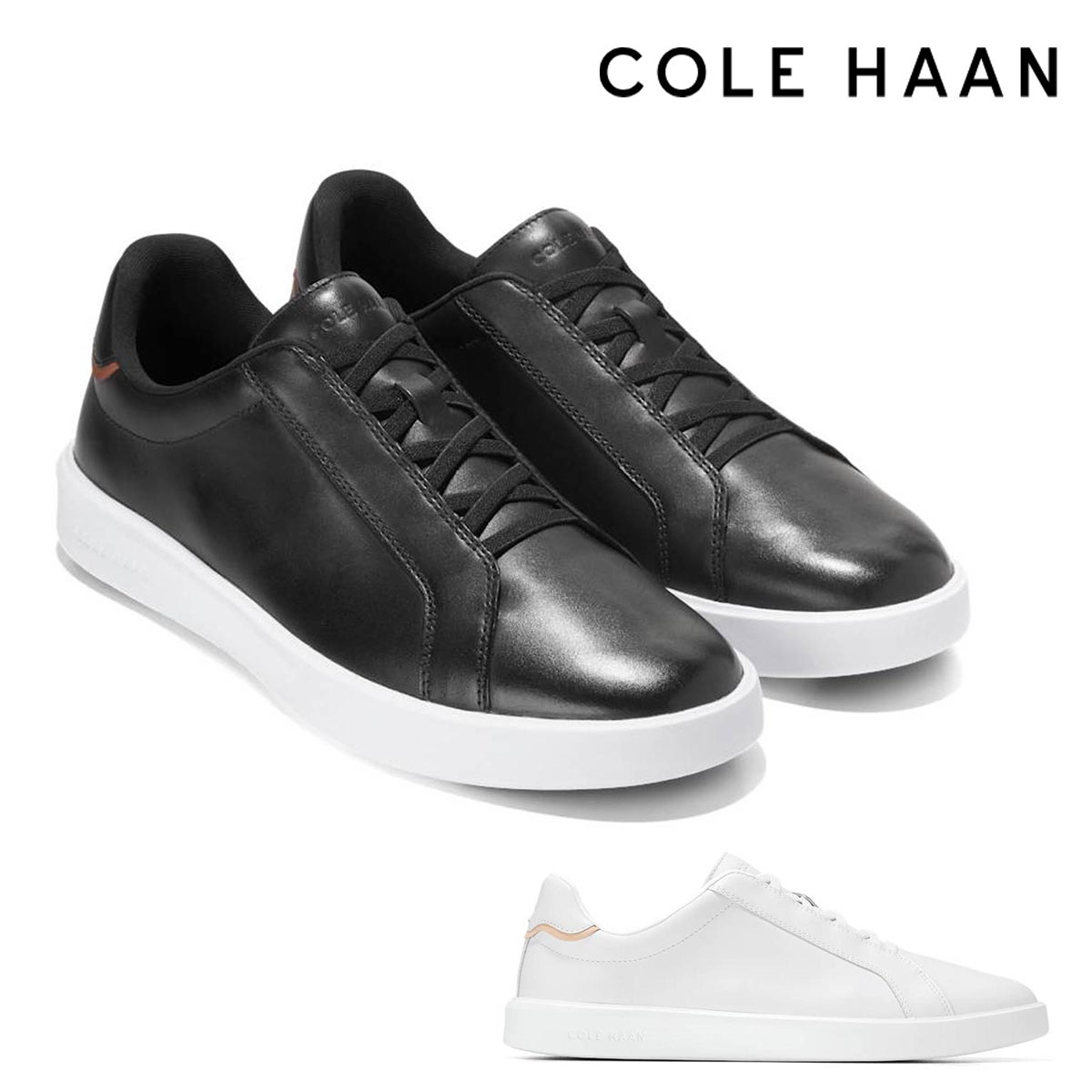 コールハーン　メンズ スニーカー グランドクロスコートデイリーLTTスリップオン ブラック　アイボリー オプティックホワイト　COLE HAAN　c4234 