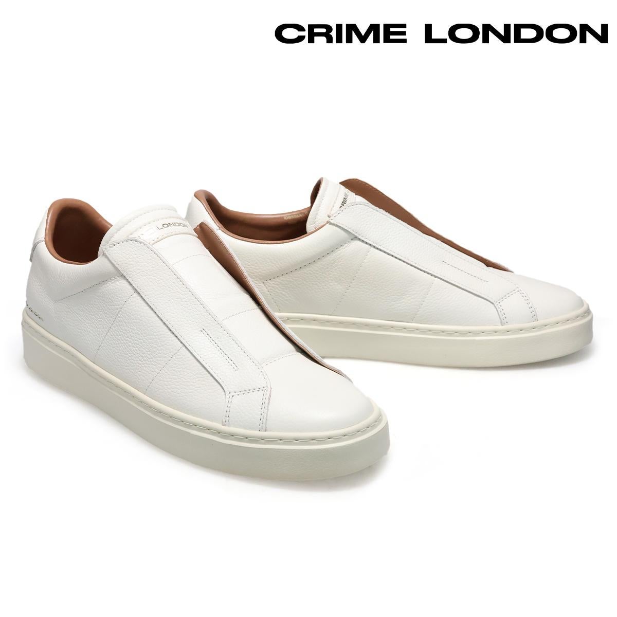  クライムロンドン メンズ スニーカー スリッポン ホワイト イタリア製 CRIME LONDON 10933aa9-11　