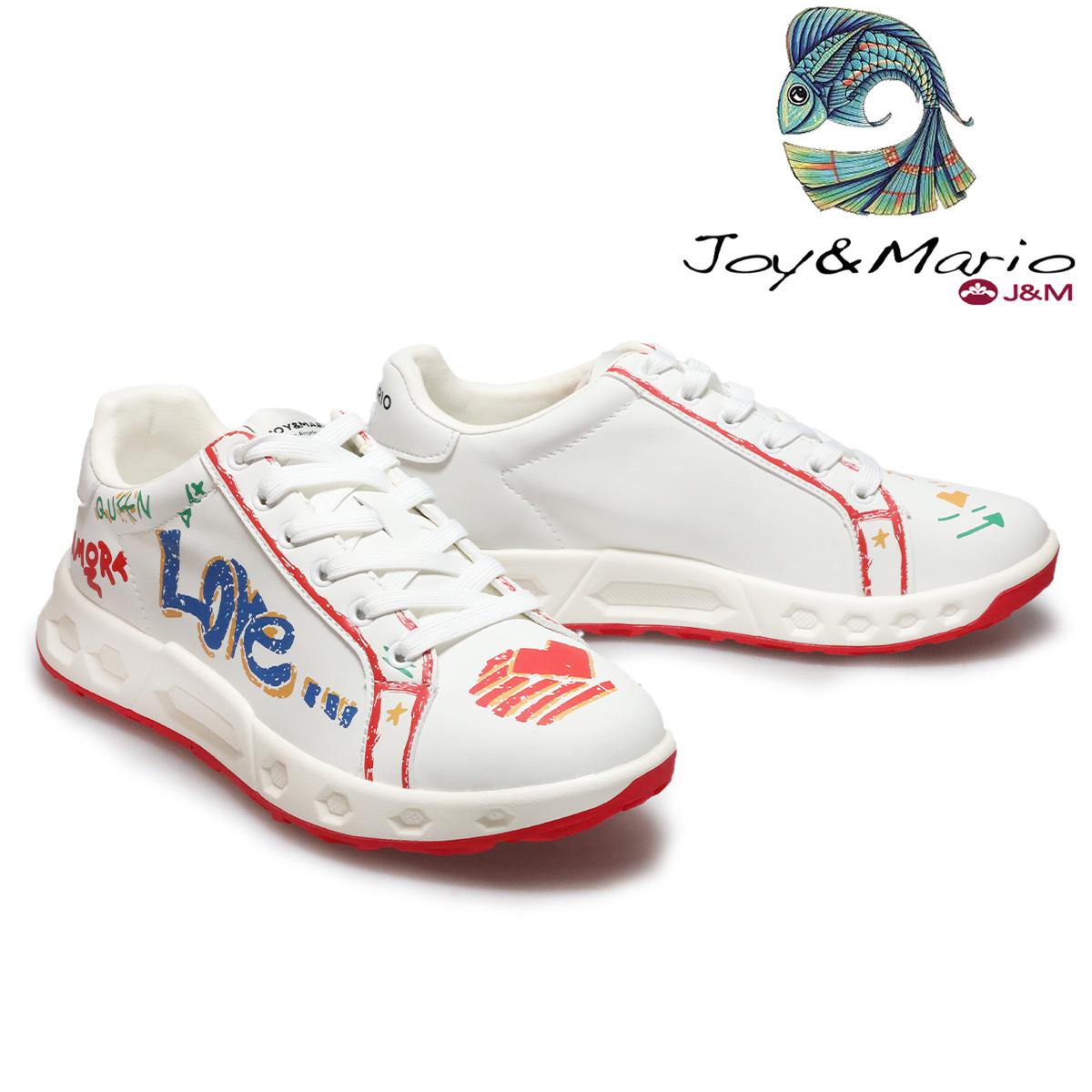ジョイアンドマリオ レディース ペイントアシンメトリーデザインゴルフシューズスパイクレス Joy & Mario 85212w　1
