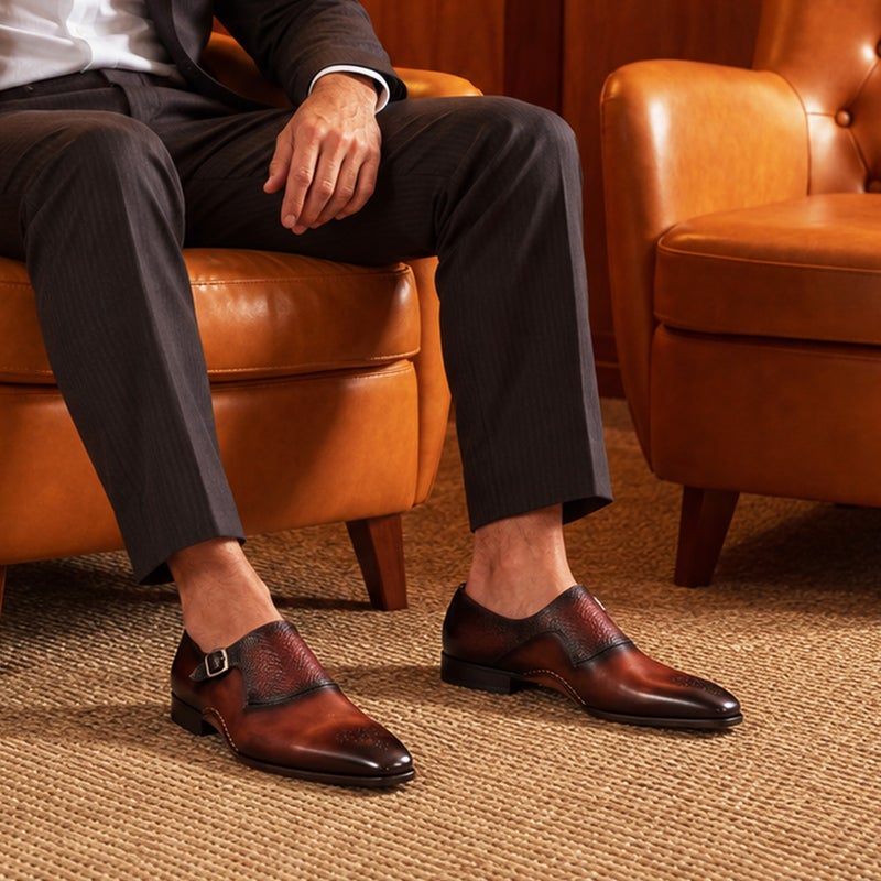 マグナーニ / MAGNANNI メダリオン ミクスドメディア シングルモンク スペイン製 25233 【クインクラシコ別注モデル】　着用イメージ