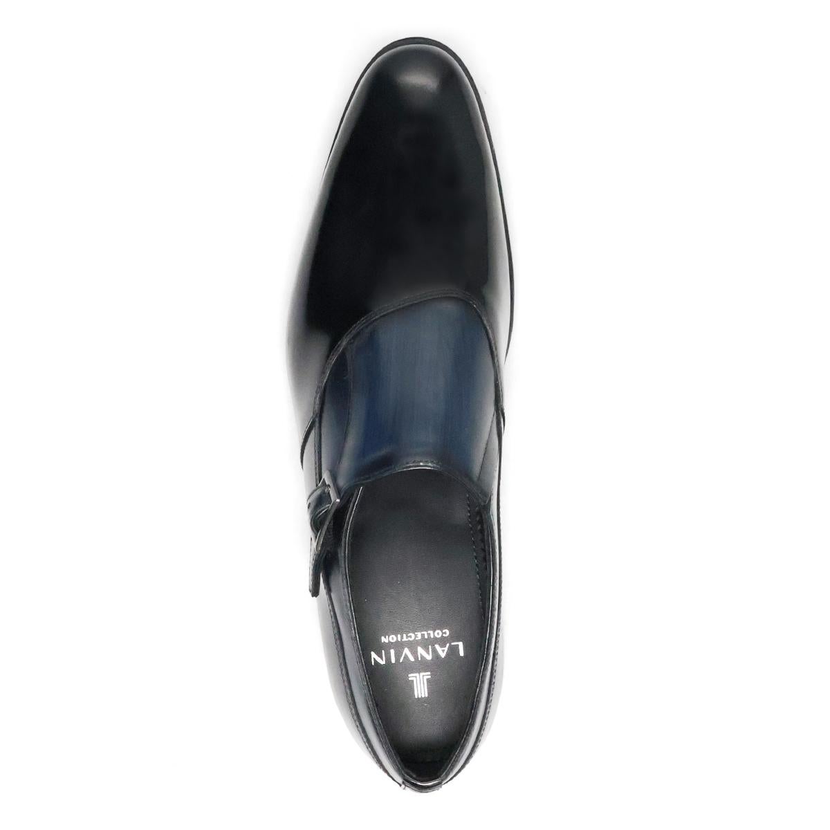 ランバン メンズ ドレスシューズ シングルモンク ブラック ネイビー LANVIN 83504 21