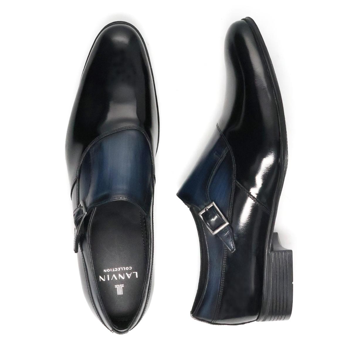 ランバン メンズ ドレスシューズ シングルモンク ブラック ネイビー LANVIN 83504 23