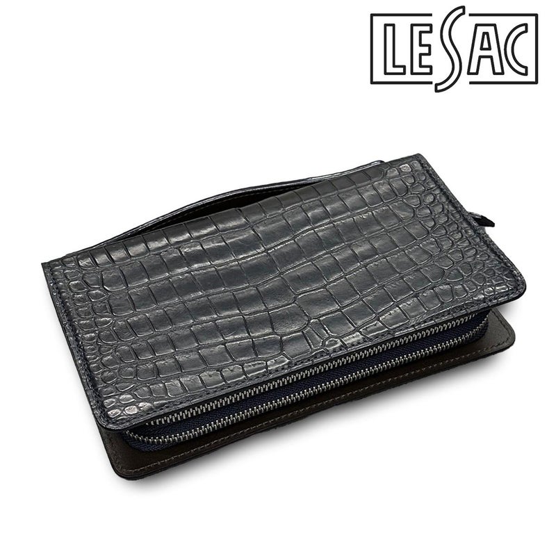 レザック クロコダイル ダブルファスナー長財布 ネイビー 国産(日本製) LE'SAC 8217　