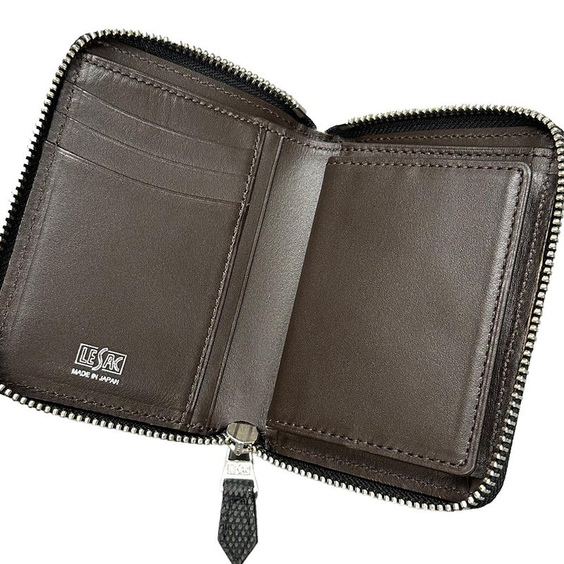 レザック リザード 二つ折り財布 チャコール 国産(日本製) LE'SAC 8220l　8