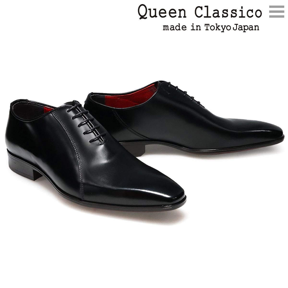 クインクラシコ メンズ ドレスシューズ サイドステッチ プレーントゥ ブラック ブラウン 日本製 QueenClassico 26010　　