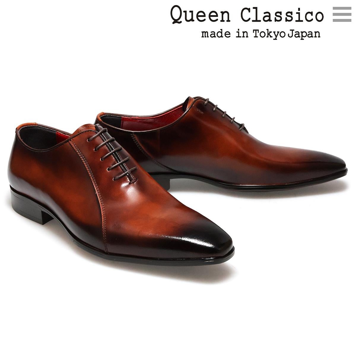 クインクラシコ メンズ ドレスシューズ サイドステッチ プレーントゥ ブラック ブラウン 日本製 QueenClassico 26010　　2